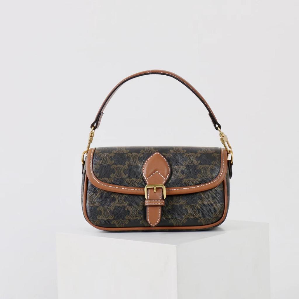 Женская кожаная сумка-багет Arc de Triomphe, носимая под мышкой - Модель 2025 года, бывшая в употреблении