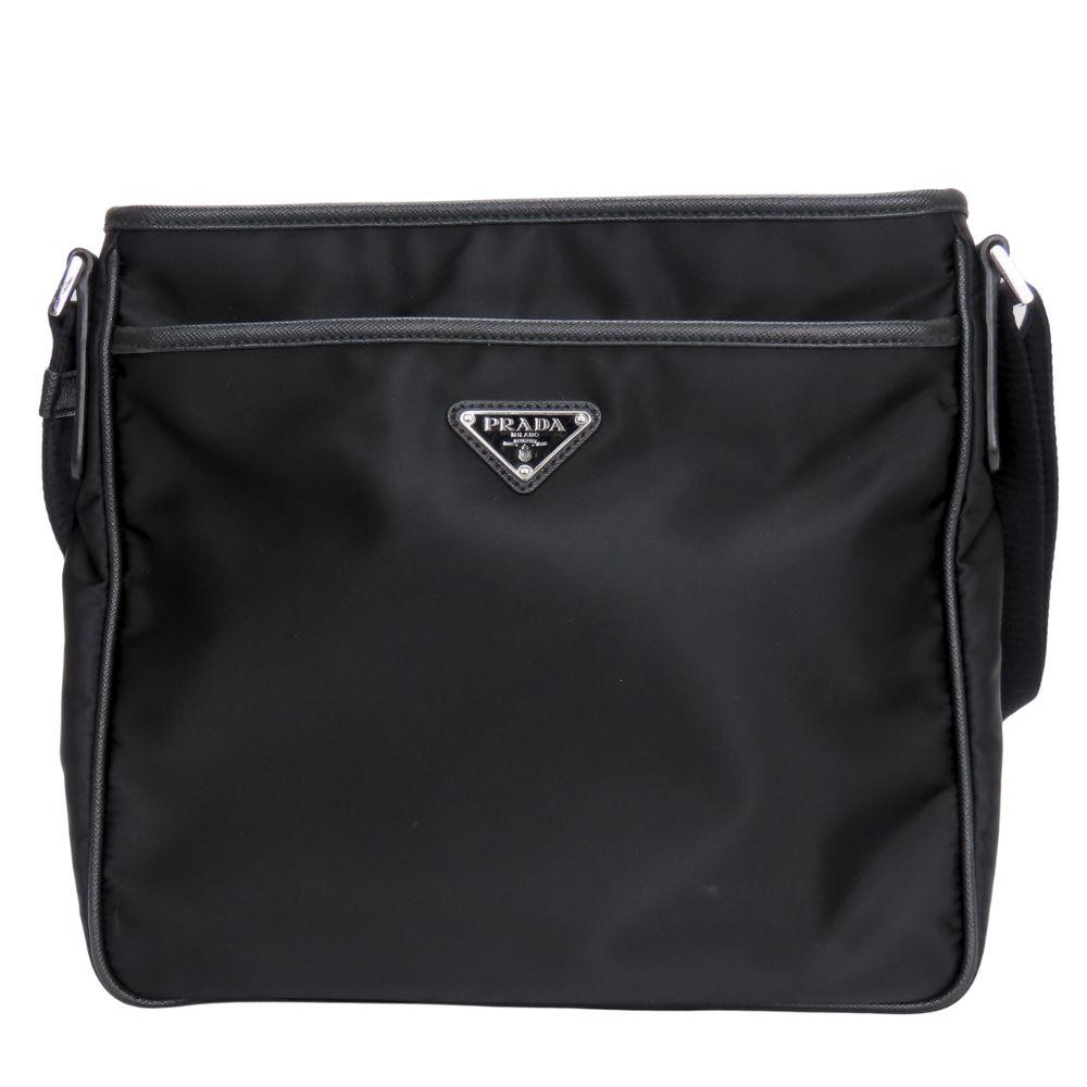 Used PRADA Shoulder Bag 2VH797 Nylon NERO black Triangular plate