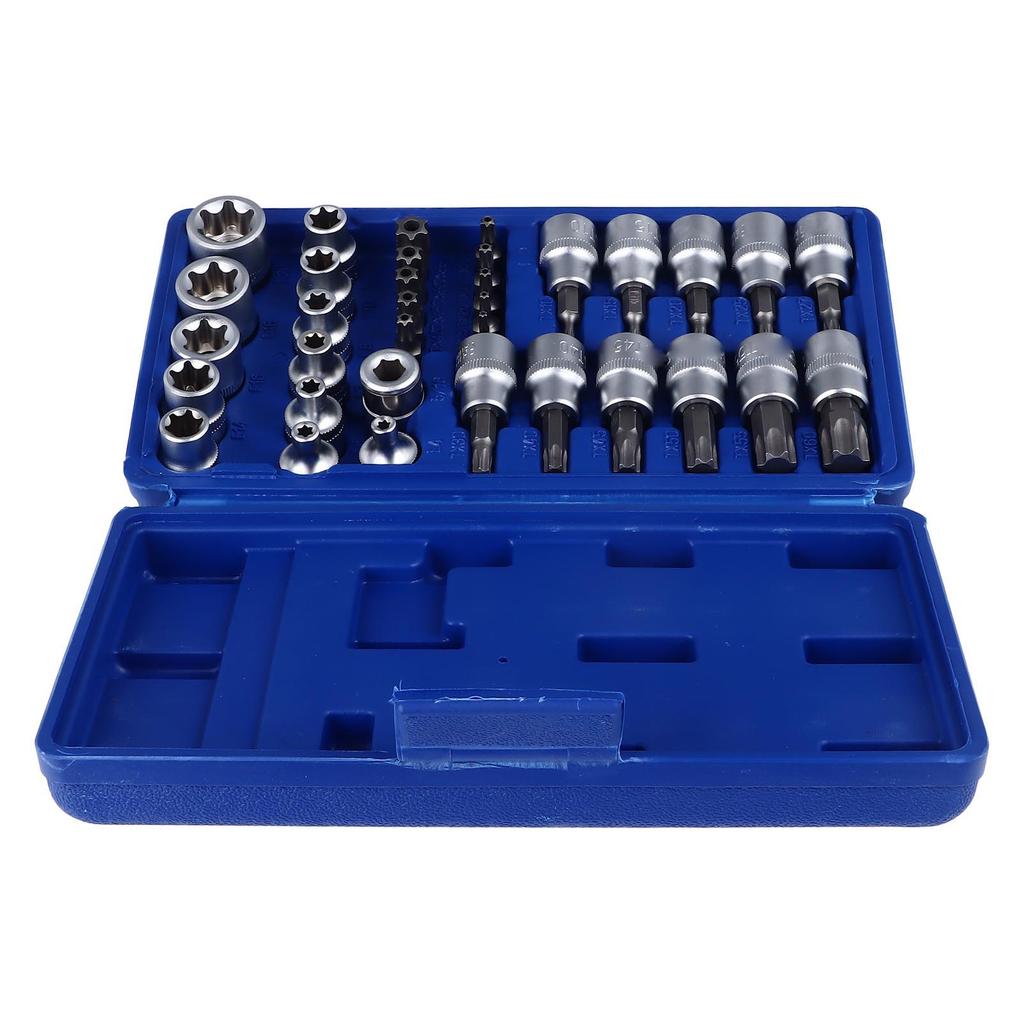 Набор торцевых бит-звездочек 34 шт. с ящиком для хранения для ремонта и обслуживания велосипедов, мотоциклов, автомобилей
