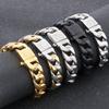 15MM Matte Curb Cuban Link Chain Bracelet for Men Brushed Black Gold Color Man Bracelets Stainless Steel Jewelry Accessories