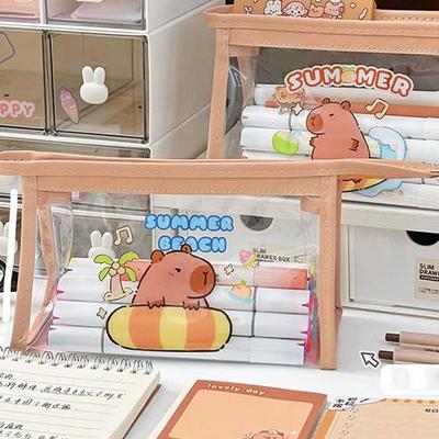 Водонепроницаемая сумка для хранения животных Capybara, чехол для ручек из мультфильма Capybara, сумка для ручек из ПВХ, прозрачный мешочек из ПВХ, пенал для карандашей, канцелярские принадлежности
