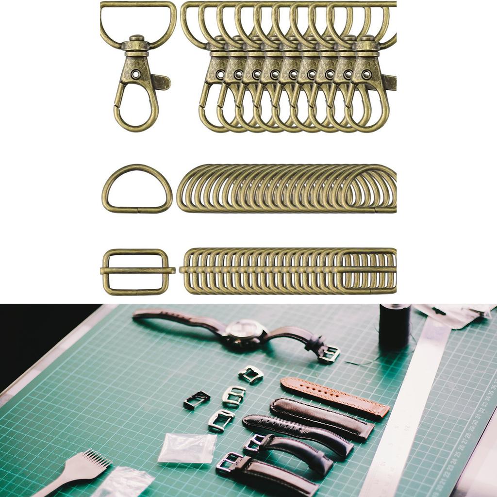 50Pieces Swivel Snap Hooks, Metal D Rings, Triglide Slide Buckles for DIY Handicrafts Backpack Handbag Tote Purse