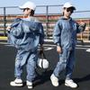 Весенне-осенний джинсовый костюм для мальчиков, джинсовая куртка с капюшоном и джинсы для мальчиков и детей, модный костюм-двойка
