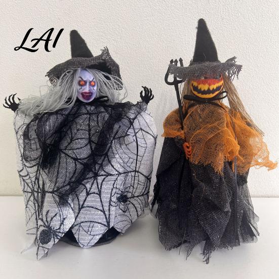 High-quality Halloween Decor Decorations Spooky Ghost Witch Doll Tree Top Star Reusable Desktop Decoration Doll Ornaments Festive Trick