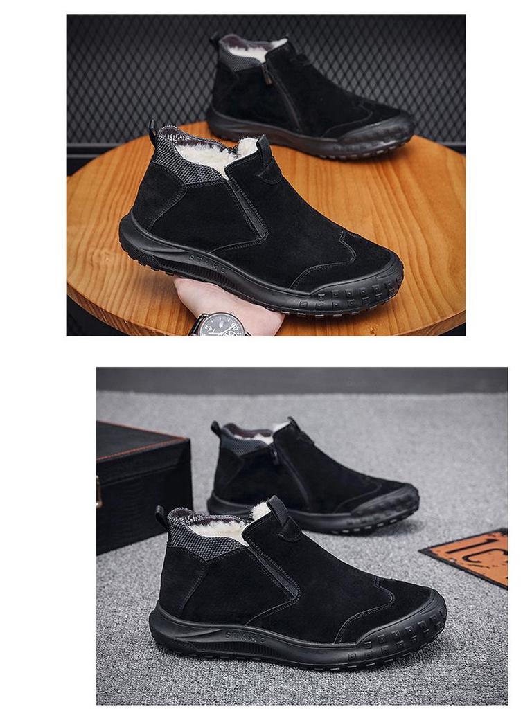 Мужские зимние высокие нескользящие защитные ботинки с бархатным утеплителем для защиты от холодной погоды и снега.