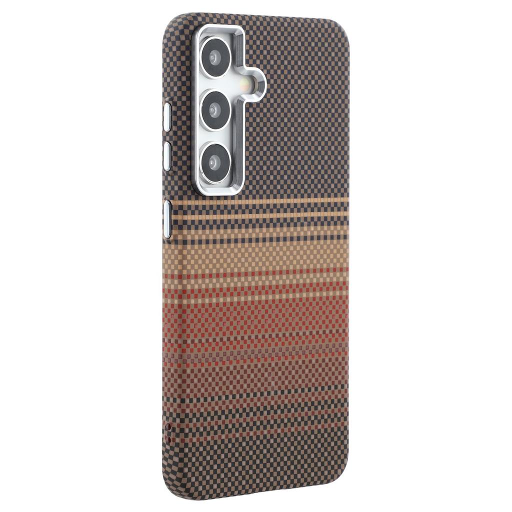 For Samsung Galaxy S25 Case Compatible with MagSafe Carbon Fiber Texture Water Transfer PC Phone Cover