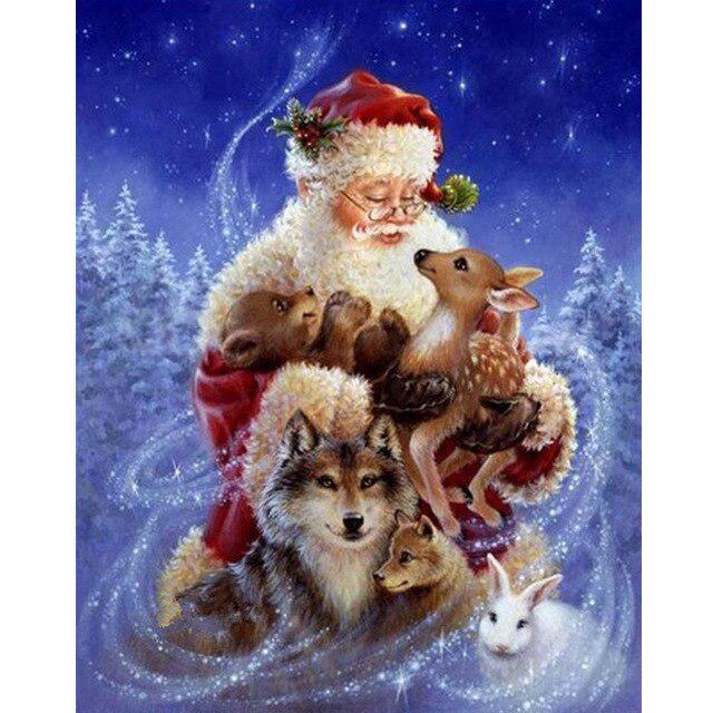 Santa Claus DIY 5D Diamond Painting Full Round Resin Scenery Diamond Embroidery Cross Stitch Kits Christmas Gift