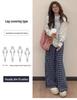 Korean Retro Plaid High Waist Wide Leg Pants for Women - Summer Drapey Straight Leg, Zhao Lusi Style.