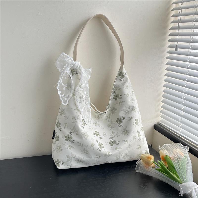 Женская большая холщовая сумка с цветочным принтом - летняя сумка для колледжа и поездок на работу