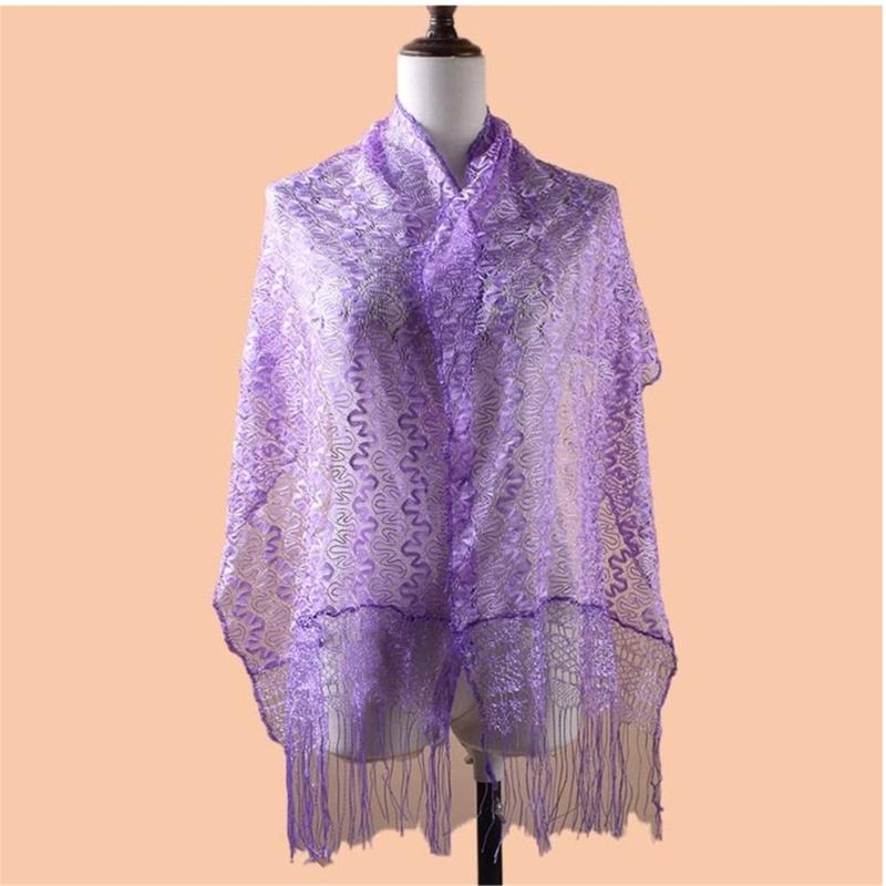 Женский кружевной шарф Стильный мягкий воротник Обёртывание для шеи Женский тонкий шарф с бахромой Мягкий экзотический тонкий шарф