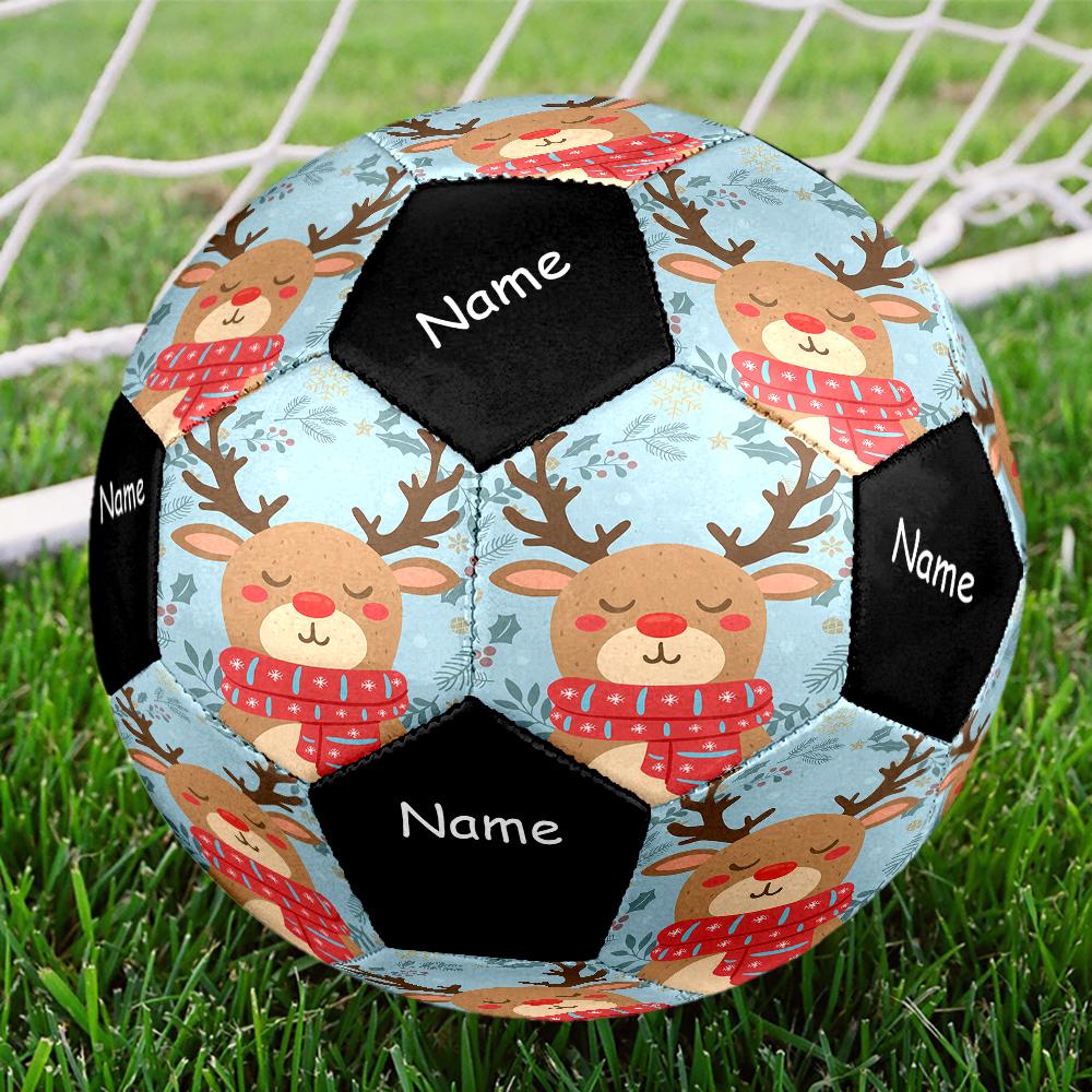 Custom Name Christmas reindeer Theme Size 5 Soccer Ball, Suitable for Both Indoor and Outdoor Matches, a Gift Suitable for Everyone.