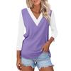 Women's Casual Fashion Sexy Comfortable V-neck Stitching Color Three-quarter Sleeve Top