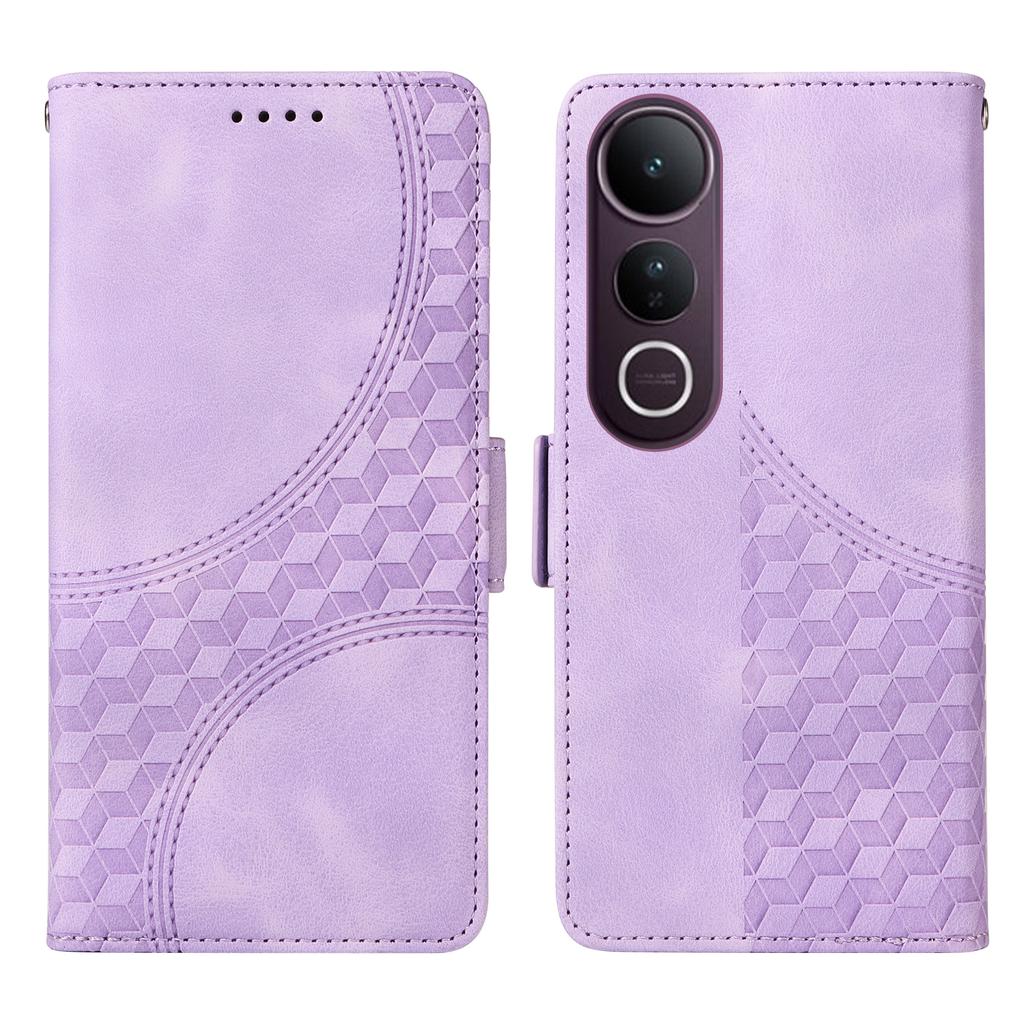 Для vivo V50 Lite 5G/vivo V50 Lite 4G Кожаные чехлы Кошелек Ромбовидный отпечаток Чехол для телефона Подставка с ремешком