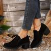 Women Ankle Boots Chunky Suede High Heels Shoes Wnter New Brand Casual Retro Walking Pumps Fashion Comfort Short Boots Mujer
