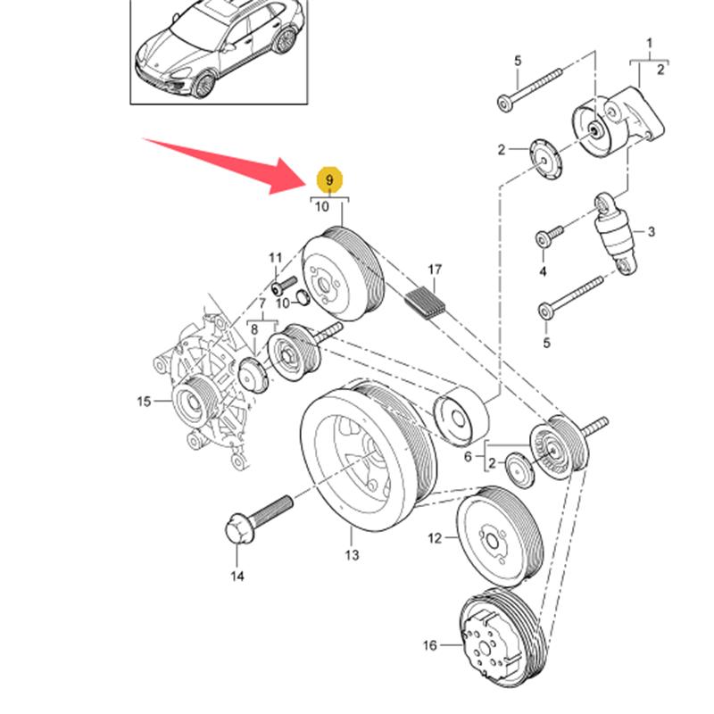 Suitable for Porsche 11-17 Cayenne 3.6 coolant pump pulley 94610609175