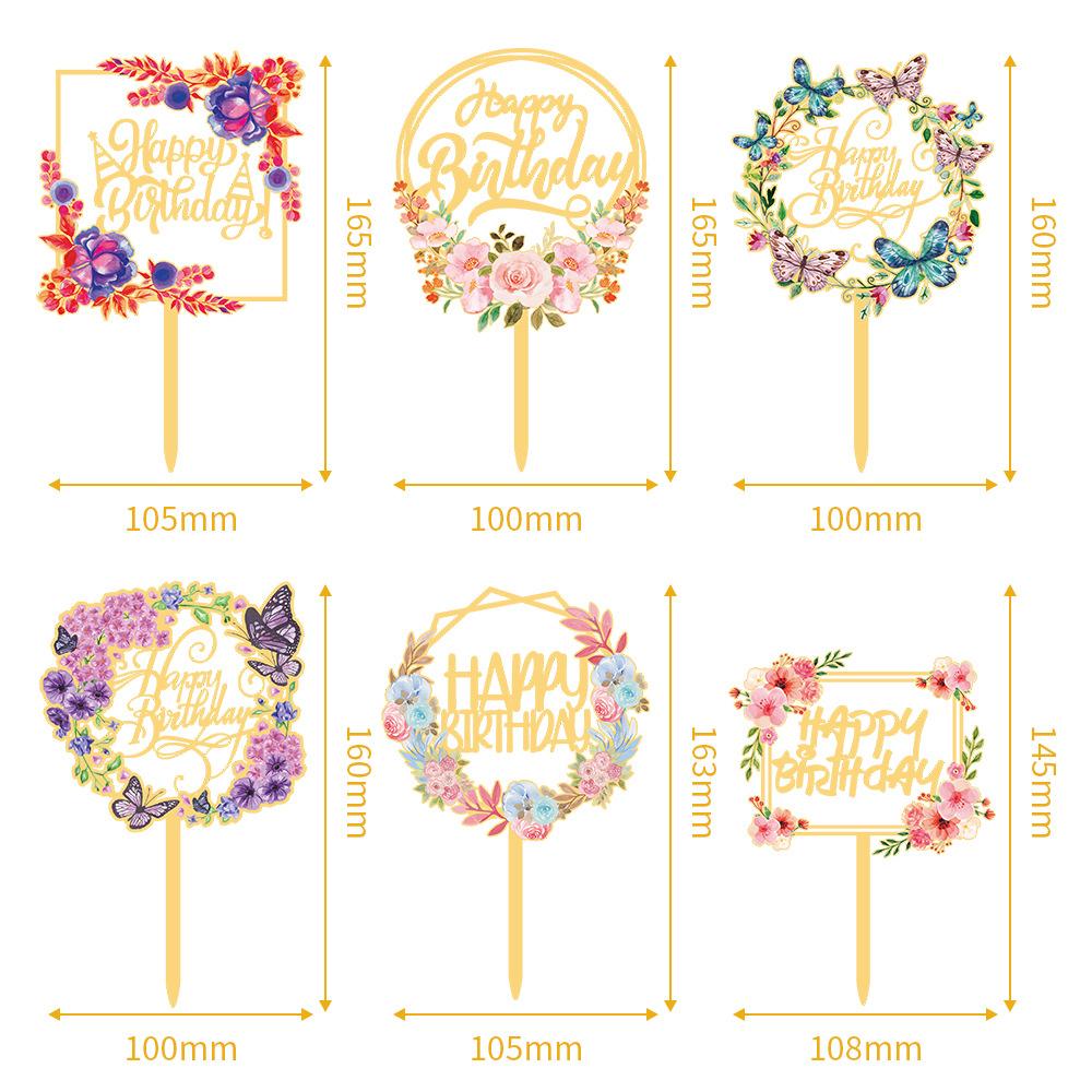 Топ для торта на день рождения, свадьбу, десерт, золотой и серебряный, для украшения торта на вечеринку, акриловые цветы, украшение для торта, топпер