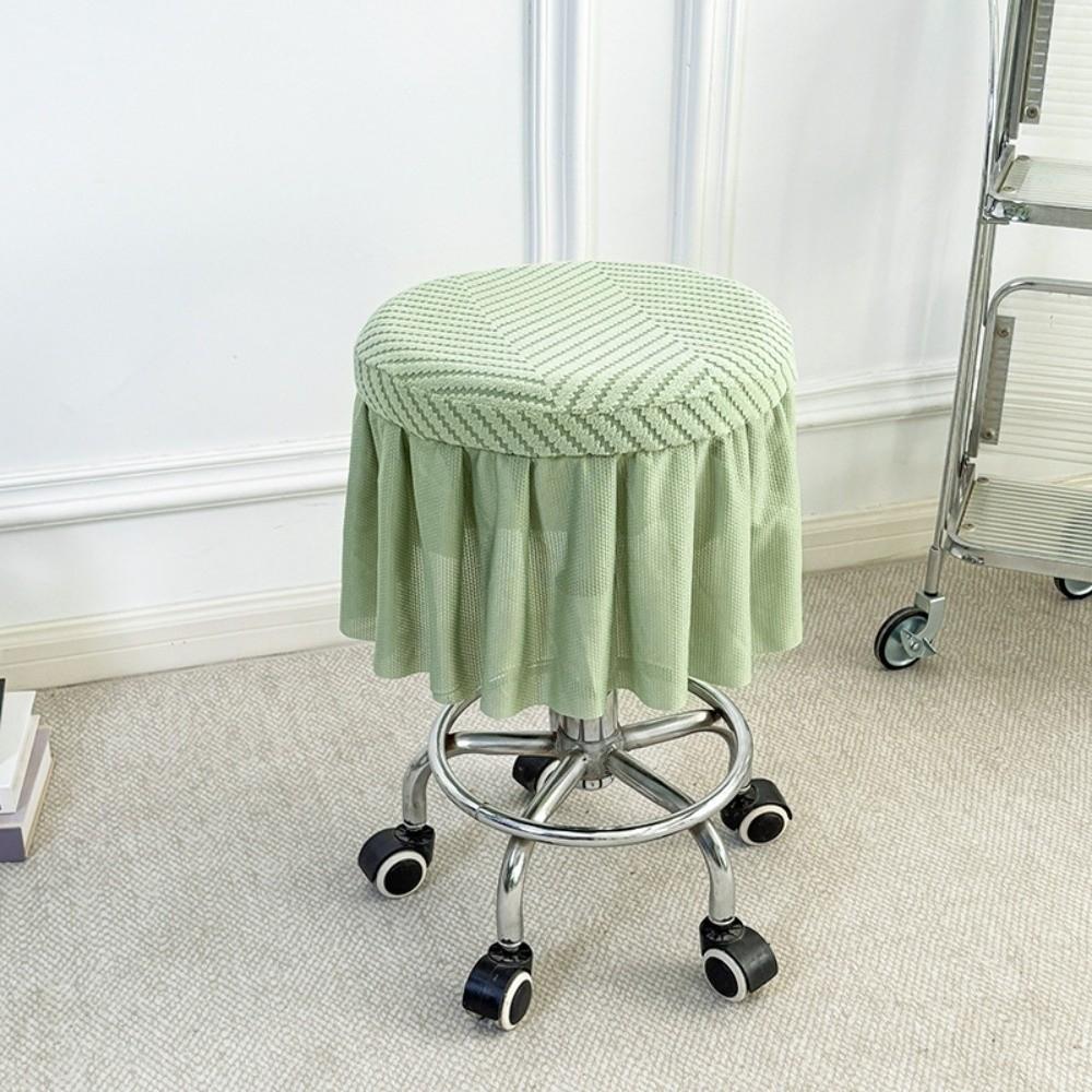 New Full-Coverage Bar Round Stool Cover with Skirt Hem Elastic Round Chair Cover Washable Non-slip Seat Chair Slipcover