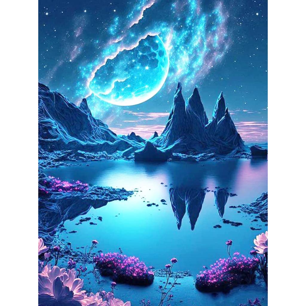 HuaCan Алмазная картина DIY Kit Ландшафтная картина Полная круглая дрель Мозаика Ночной вид Картины Вышивка Домашний декор