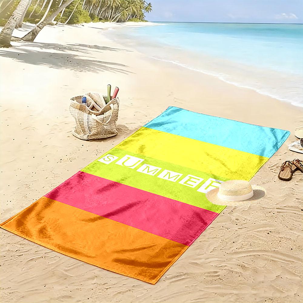 Colorful Summer Striped Towel Beach Towel Quick-drying for Travel Outdoor Sports Jogging Beach and Swimming