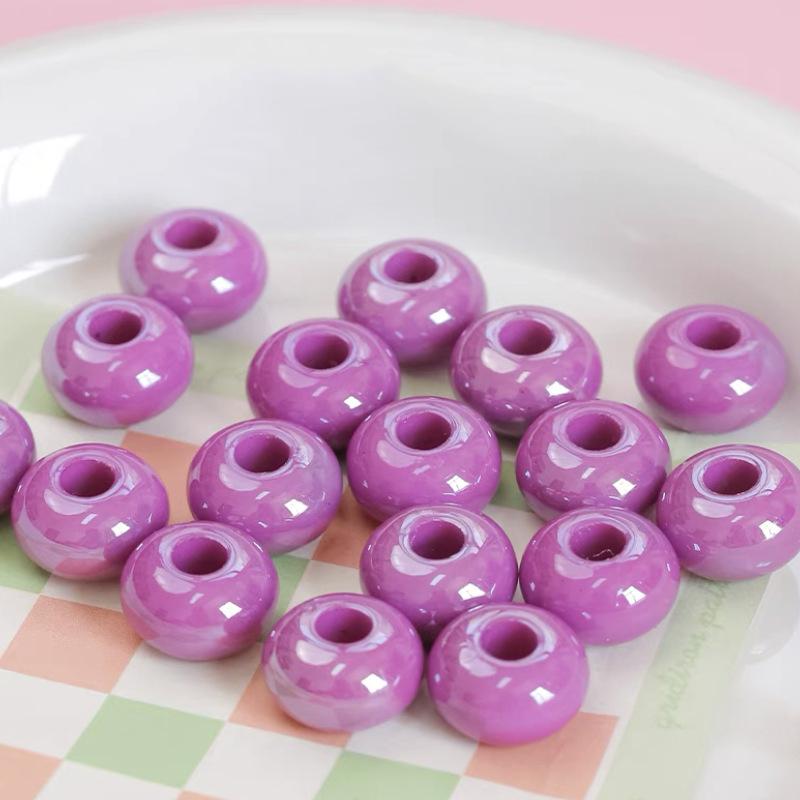 10 шт. 14 мм акриловые цветные счеты с большим отверстием, отдельные бусины, сделай сам, ручная работа, цепочка для мобильного телефона, аксессуары для волос, ожерелье, материал из бисера
