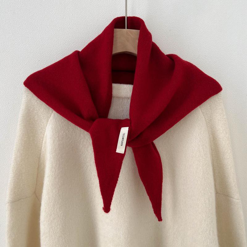 Premium Australian Wool Women's Spring Scarf - Solid Color Cashmere Triangle Shawl & Neck Warmer