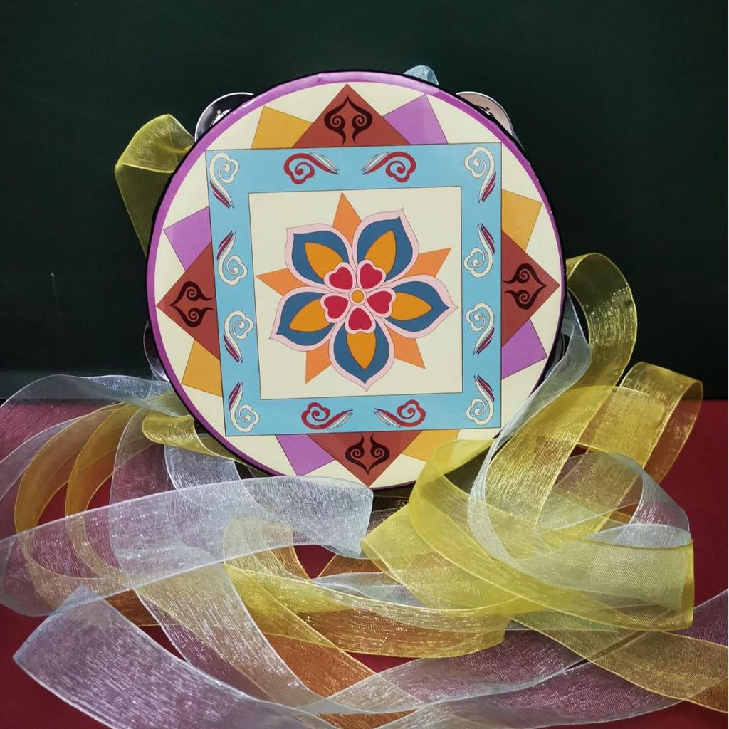 6" & 7" Uyghur Ribbon Tambourine Hand Drum for Dunhuang Apsara Dance