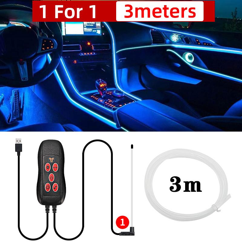 USB-подсветка салона автомобиля, 64 цвета, волоконно-оптические полосы, несколько режимов, приложение, управление музыкой, RGB, декоративная неоновая лампа окружающего освещения