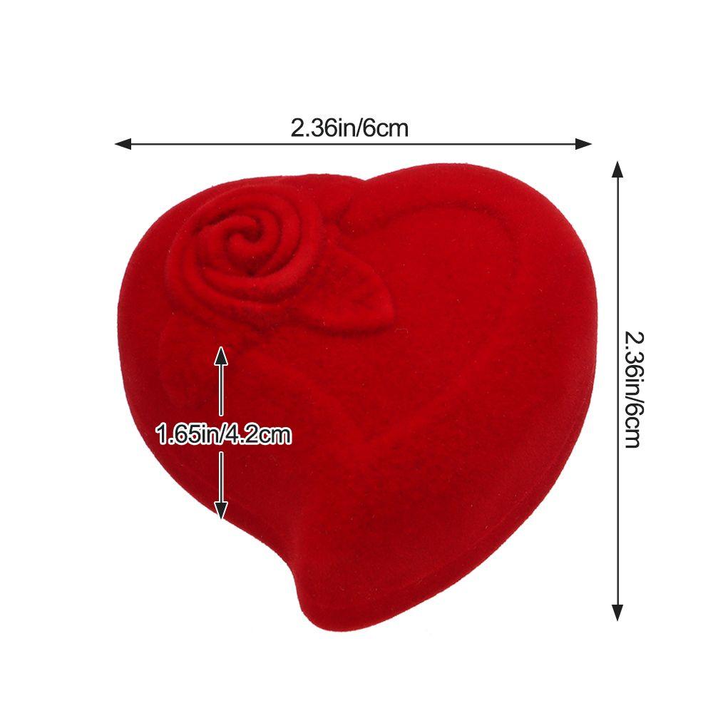 Heart Shape Exquisite Ring Display Box Velvet Jewelry Box Red Rose Double Ring Storage Box