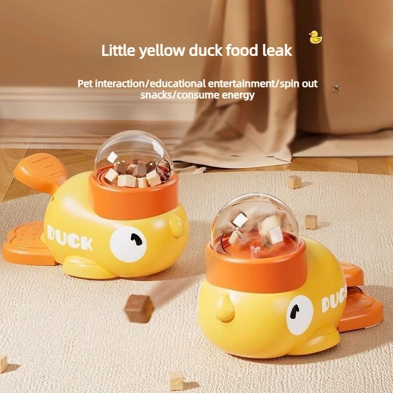 2-in-1 Interactive Dog Toy Pet Automatic Food Treat Dispenser Cartoon Duck Design Slow Food Pet Snack Feeder for Dog Training