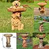 Animal  Wooden Stake Statue Resin Bird Feeder Garden Decoration Raccoon Fox Dog Sculpture Crafts Home Courtyard Ornaments