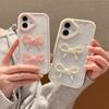 For iPhone 16 Plus Case Two Bow Epoxy Design TPU+PC Phone Back Cover Rhinestone Decor