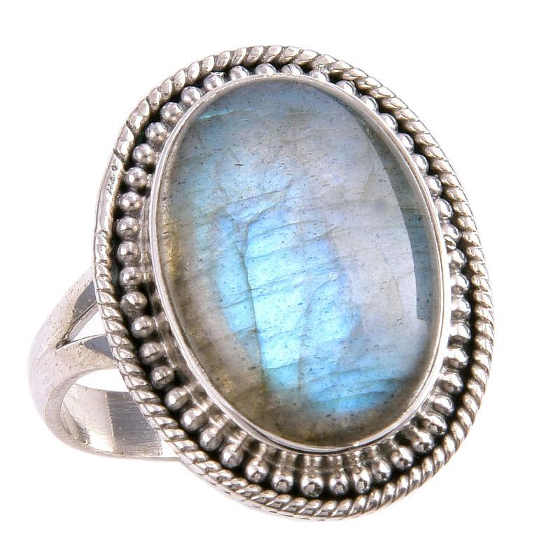 Натуральный лабрадорит драгоценный камень 925 пробы серебро ювелирное кольцо р.7.5 v4B93