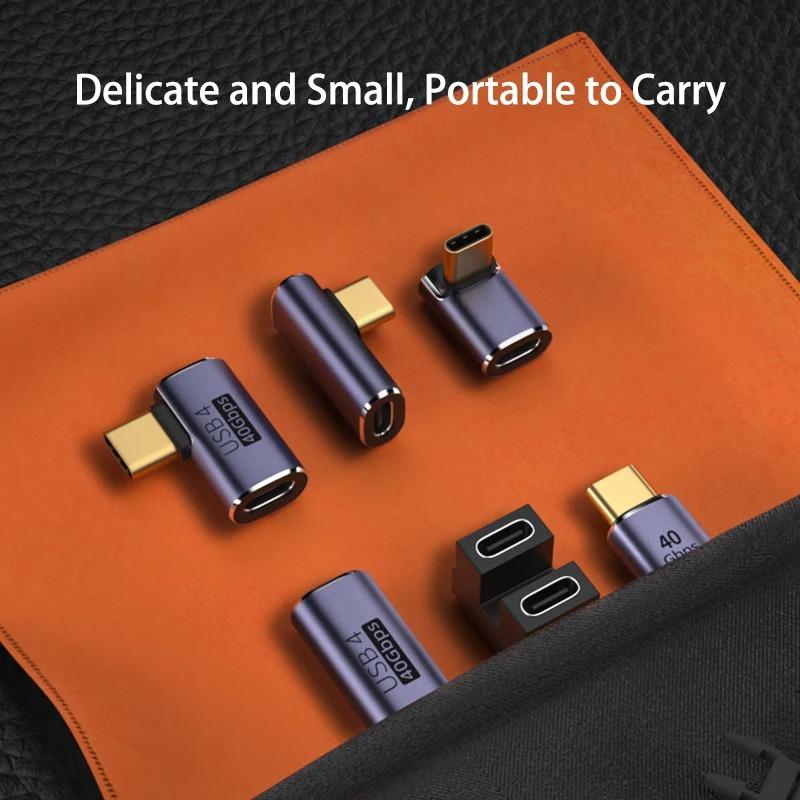Адаптер Type-C OTG 240 Вт, быстрая зарядка, преобразователь данных USB4.0, поддержка 40 Гбит/с 8K 60 Гц, угловой адаптер USB C 90/180 градусов