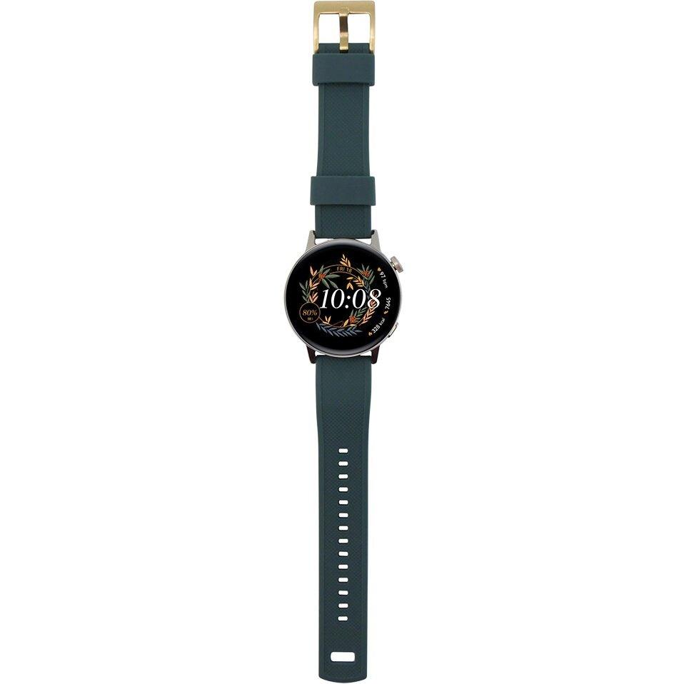ERBORD Universal Silicone Strap 20mm, Dual Color, Green / Black / Gold Buckle