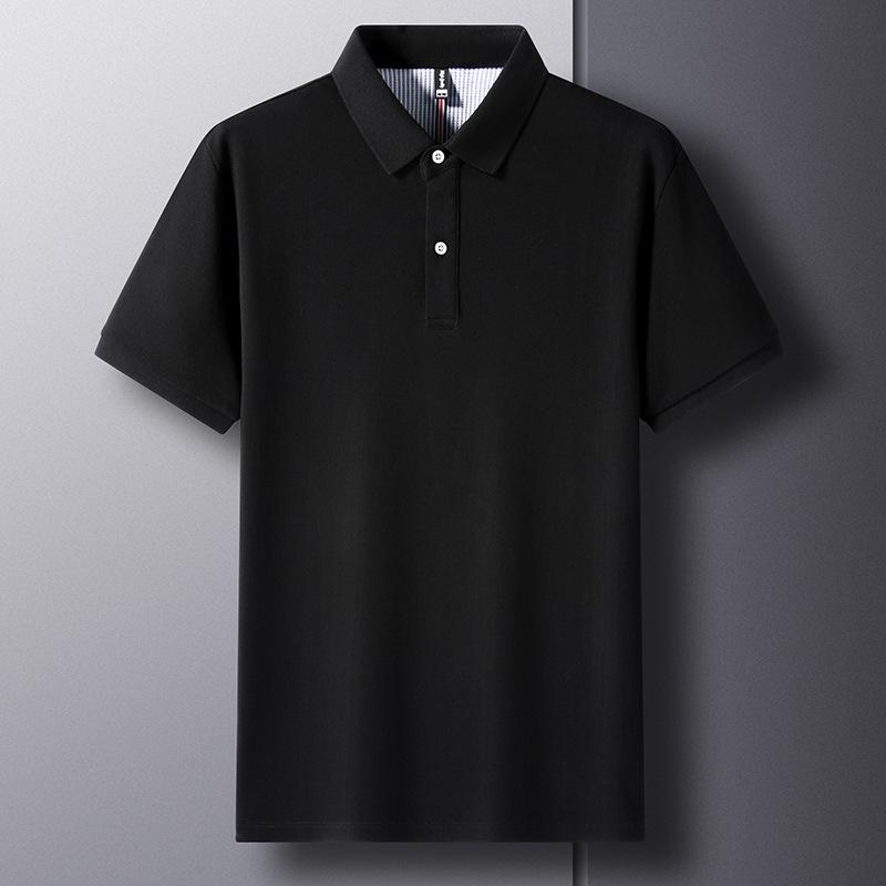 Мужская рубашка-поло из чистого хлопка с короткими рукавами, однотонная, свободная, повседневная, с лацканами, одежда для отца, высококачественная