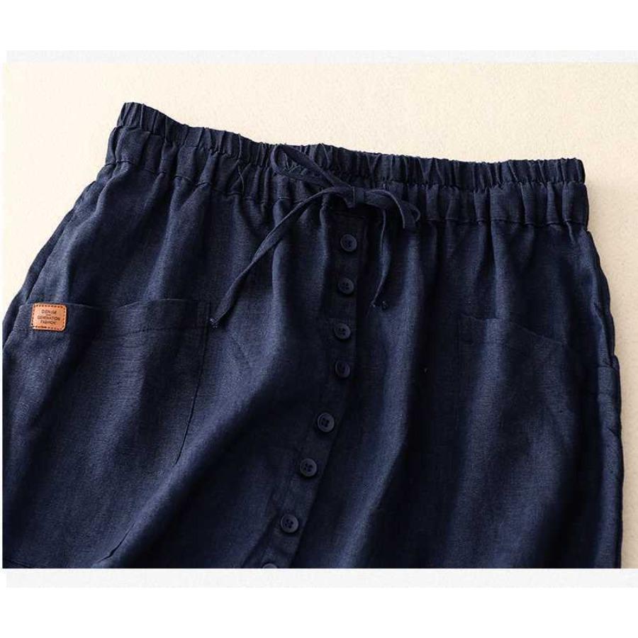 Весенняя половинная версия утягивающая художественная хлопковая льняная половинная средняя длинная универсальная половинная юбка для женщин