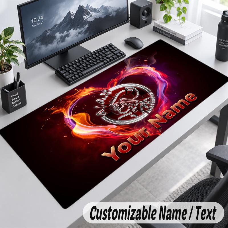 Custom Name Text Mouse Pad Ajax Amsterdam Personalized Desk Pad For Work And Gaming