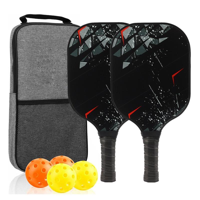 Glass Fiber Pickleball Paddle Set With 4 Balls Carry Bag Lightweight Durable Racket Beginners Recreational Players