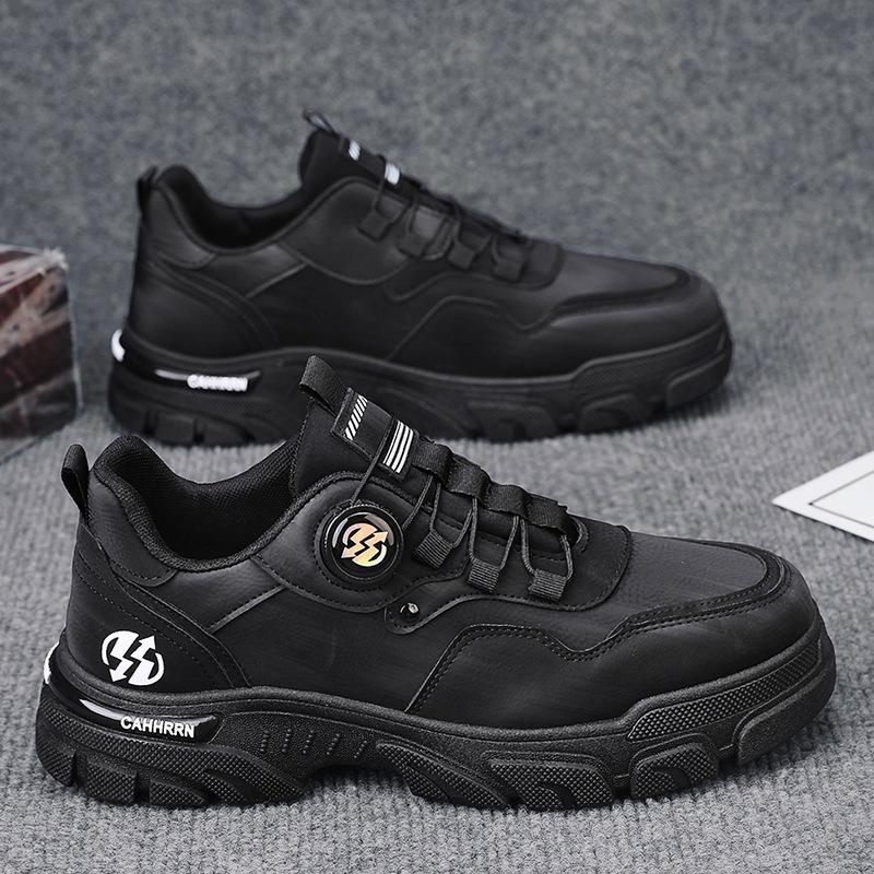 Rotating Button Leather Martin Shoes Men's Tooling Trendy Shoes Men's Autumn New Outdoor Low-top Men's Shoes
