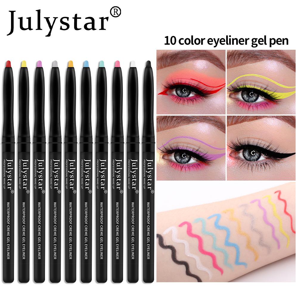 Julystar Color Eyeliner Gel Pen Ultra-fine Eyeliner Waterproof, Oil-proof, Non-smudge-proof, Long-lasting Eyeliner