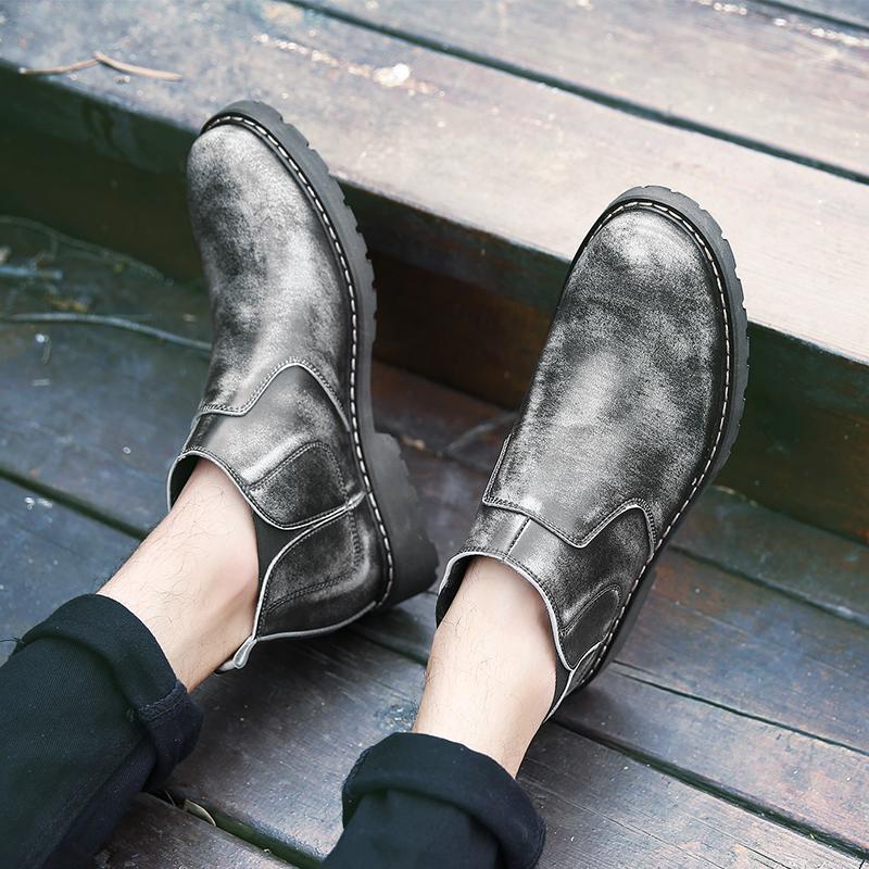 Мужская обувь Длинные ботинки в британском стиле Мужские однотонные ботинки челси Очень большие короткие ботинки Деловая официальная обувь