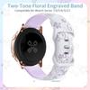 20 мм силиконовый ремешок с цветочным узором и гравировкой, двухцветный для Amazfit GTR, Huawei, Garmin Samsung Galaxy Watch 7 6 5 4