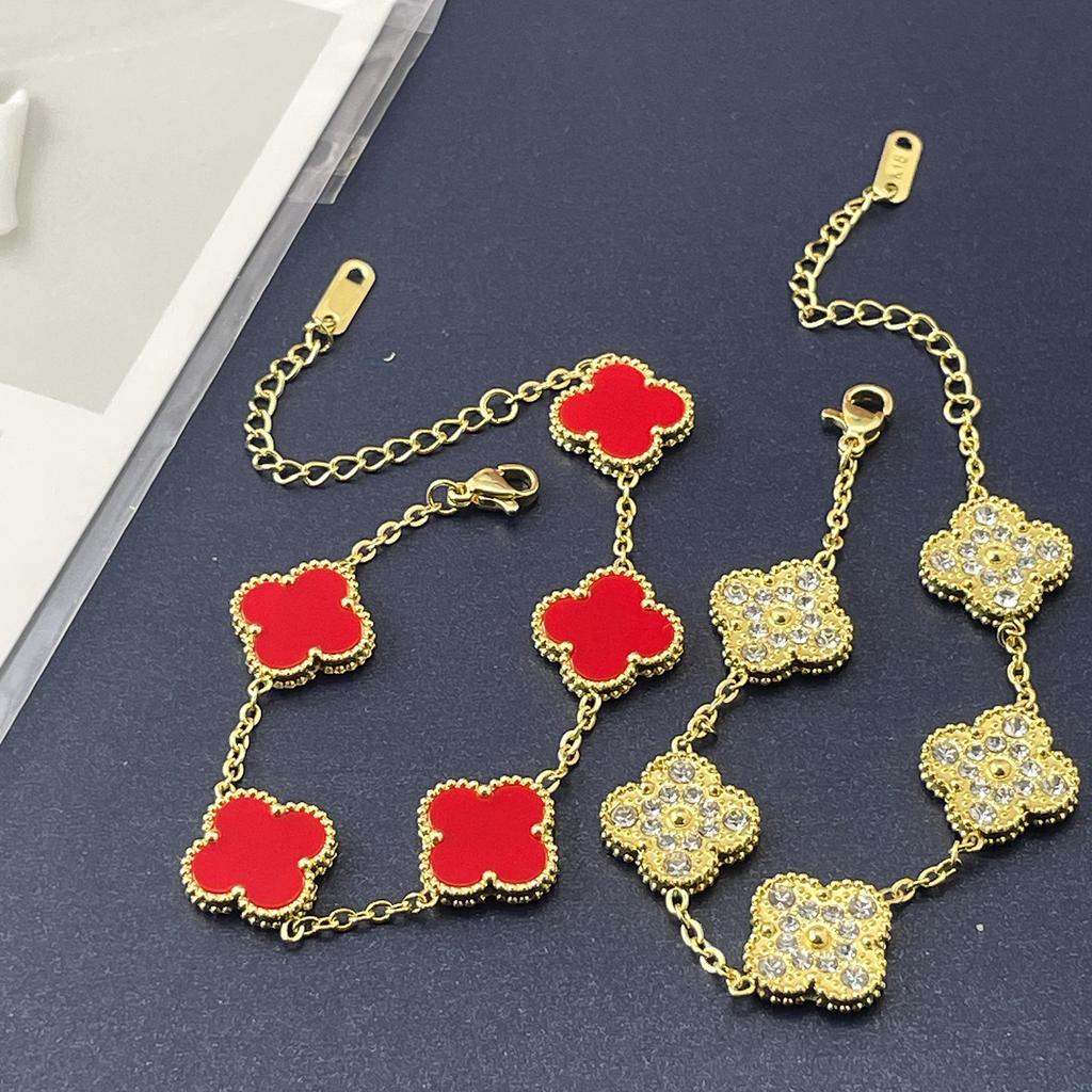 Браслет 15 мм, одна сторона полностью усыпана бриллиантами, другая сторона инкрустирована ракушками, браслет «четырехлистный клевер», вакуумное 18-каратное женское браслет