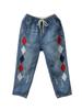 Ladies Embroidery Jeans Womens Fashion Vintage Ripped Denim Trousers Loose Holes Elastic Harem Pants