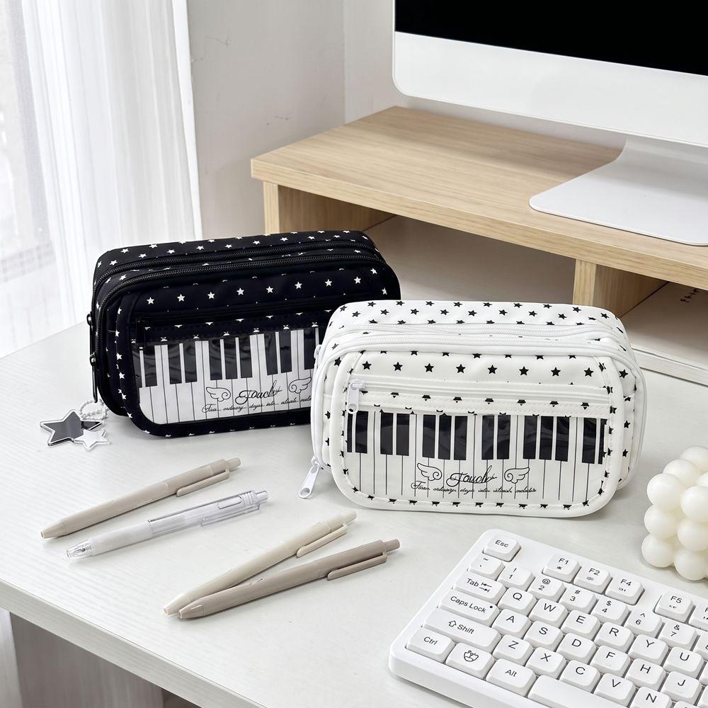 Large Capacity Star Pencil Storage Bag Printed Zipper Stationery Pouch Makeup Bag Back To School