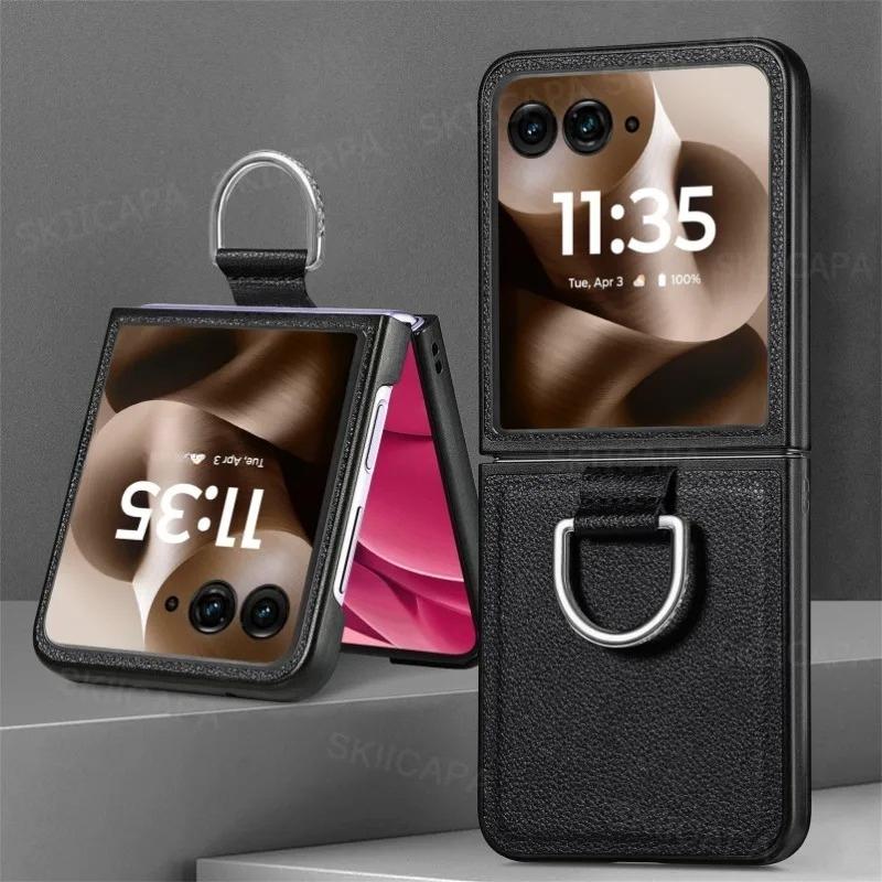 Для Motorola Razr 70 Ultra Чехол-подставка-кольцо для телефона Для MOTO Razr Ultra 2026 Отсеки для карт Кожаный кошелек Защитная задняя крышка
