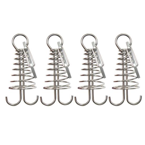 4Pcs Stainless Steel Deck Anchors Pegs Adjustable Spring Deck Anchors Deck Plank Board Gap Fixing Pegs Outdoor Camping Tent Stakes Hook Tent