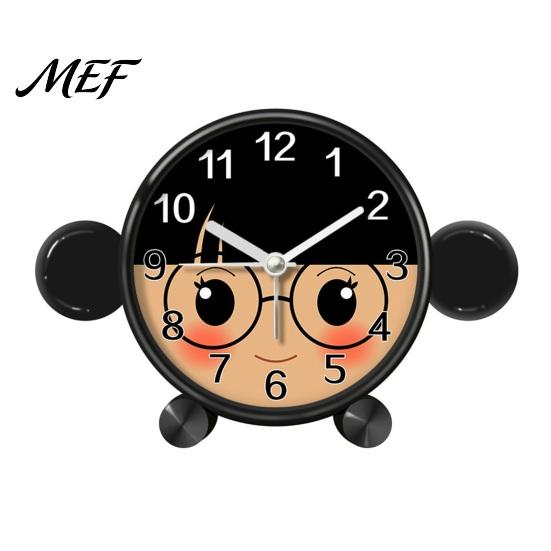 Time Teaching Clock Cartoon Animal Alarm for Students, Non-Ticking Quiet Movement Electronic Clock, Battery Operated Desk Home Bedroom