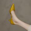 Женская летняя обувь Сандалии Туфли для женщин 2024 на среднем каблуке Мокасины Stilito Желтые с острым носком EA Y2k Trend Стильные