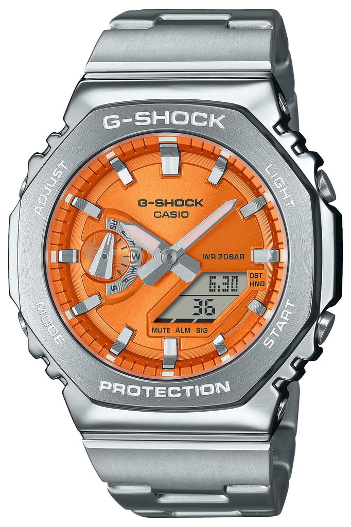 Часы Casio G-Shock [Официальный японский продукт] Модель с металлическим безелем и браслетом GM -2110D-2AJF / -2110D-4AJF Мужские Серебристый
